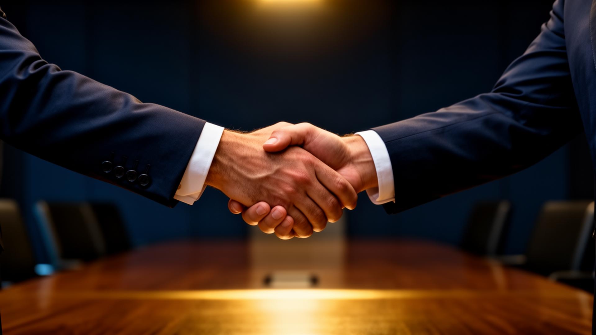 Aperto de mão executivo após contratação
